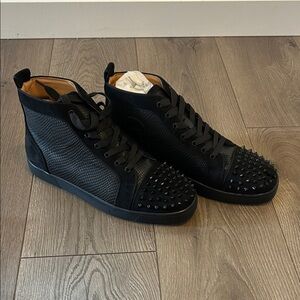 Men's Black Studded High-Top Sneakers